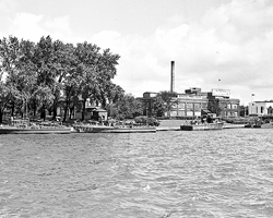 1945 - Harbor Scene Crude Boats